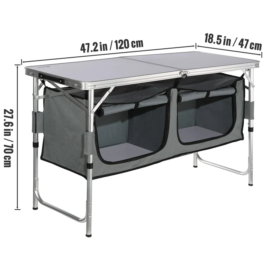 2026 NewBENTISM Camping Kitchen Table Folding Portable Cook Station 3 Adjustable Heights