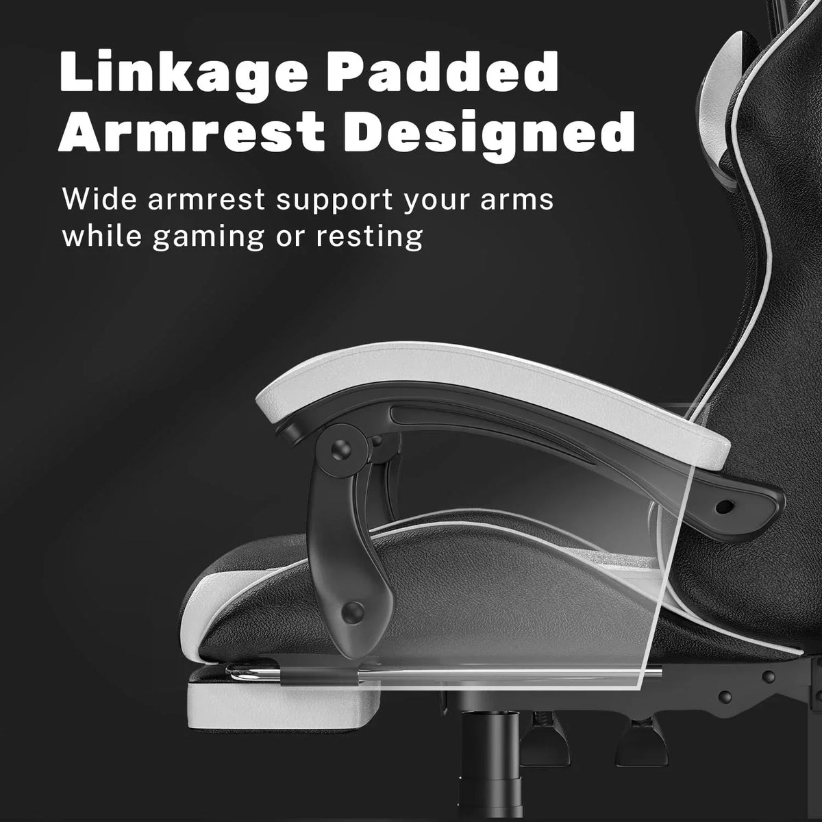 2026 NewBigzzia Gaming Chair Office Chair, Ergonomic Game Chair with Height Adjustable Headrest and Lumbar Support for Adults Teens, Black & White