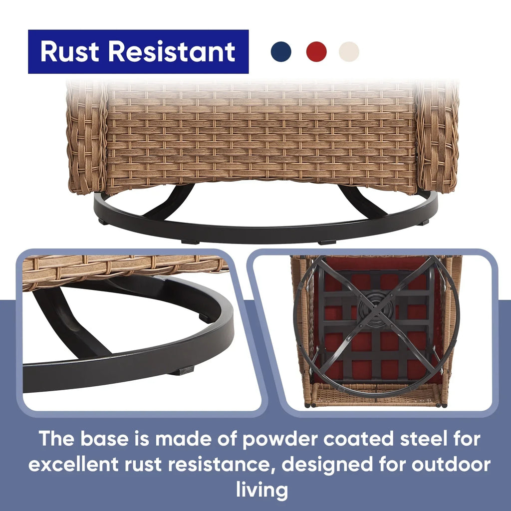 2026 NewPOCASSY 3 Piece Patio Set Outdoor Wicker Glider Rocking and Swivel Chairs with Cushions