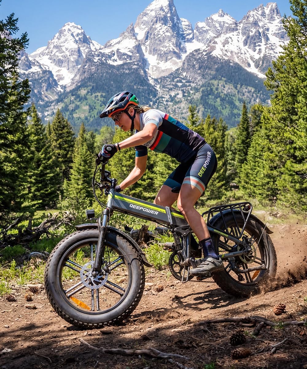 2026 Bicicleta eléctrica plegable, batería extraíble 48 V 25 Ah, autonomía 110 KM, bicicleta eléctrica con neumáticos grasos 20" x 4, suspensión completa, freno hidráulico, 7 velocidades, bicicleta