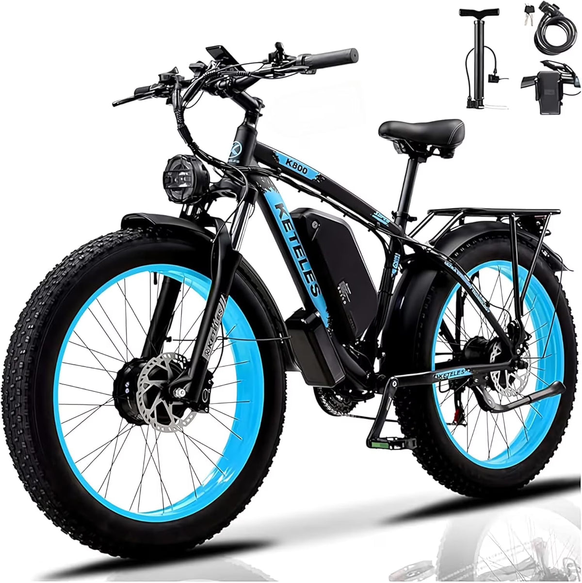 2026 NewKETELES Electric Bike for Adults, Peak 4000W Dual Motor Ebike"26" Fat Tire Electric Mountain bike, 48V 23AH Removable Battery UL 2849.