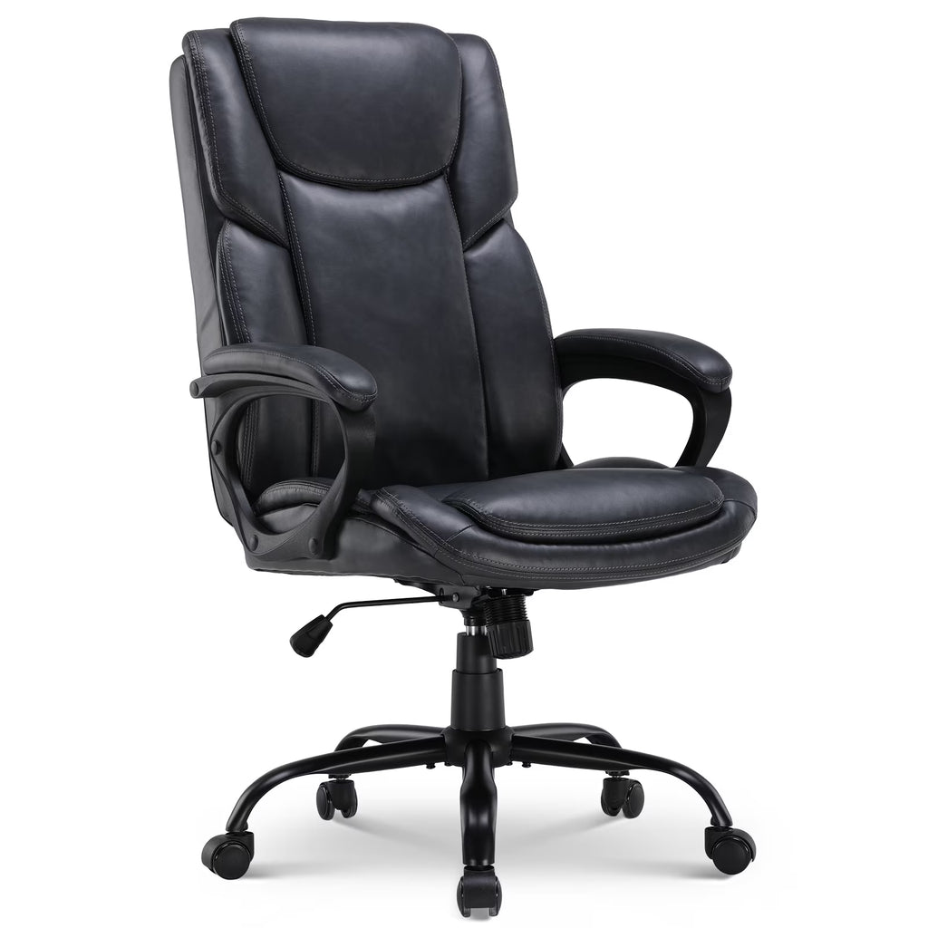 2026 NewMainstays Executive Ergonomic High Back Leather Home Office Desk Chair, Black