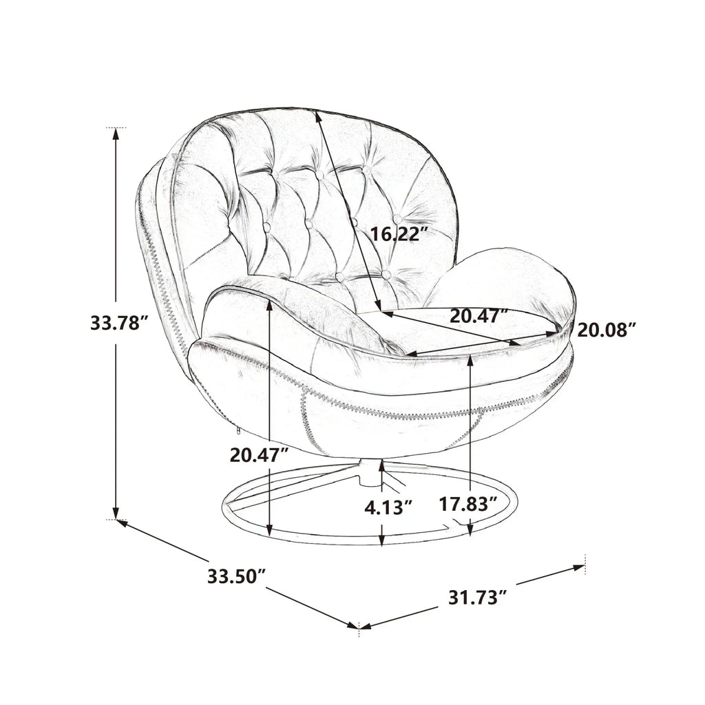 2026 NewVelvet Swivel Accent Chair with Ottoman, Modern Chaise Lounge Chair with Metal Frame and Footstool, Comfy Armchair Reading Chair for Living Room Bedroom Office,Blue