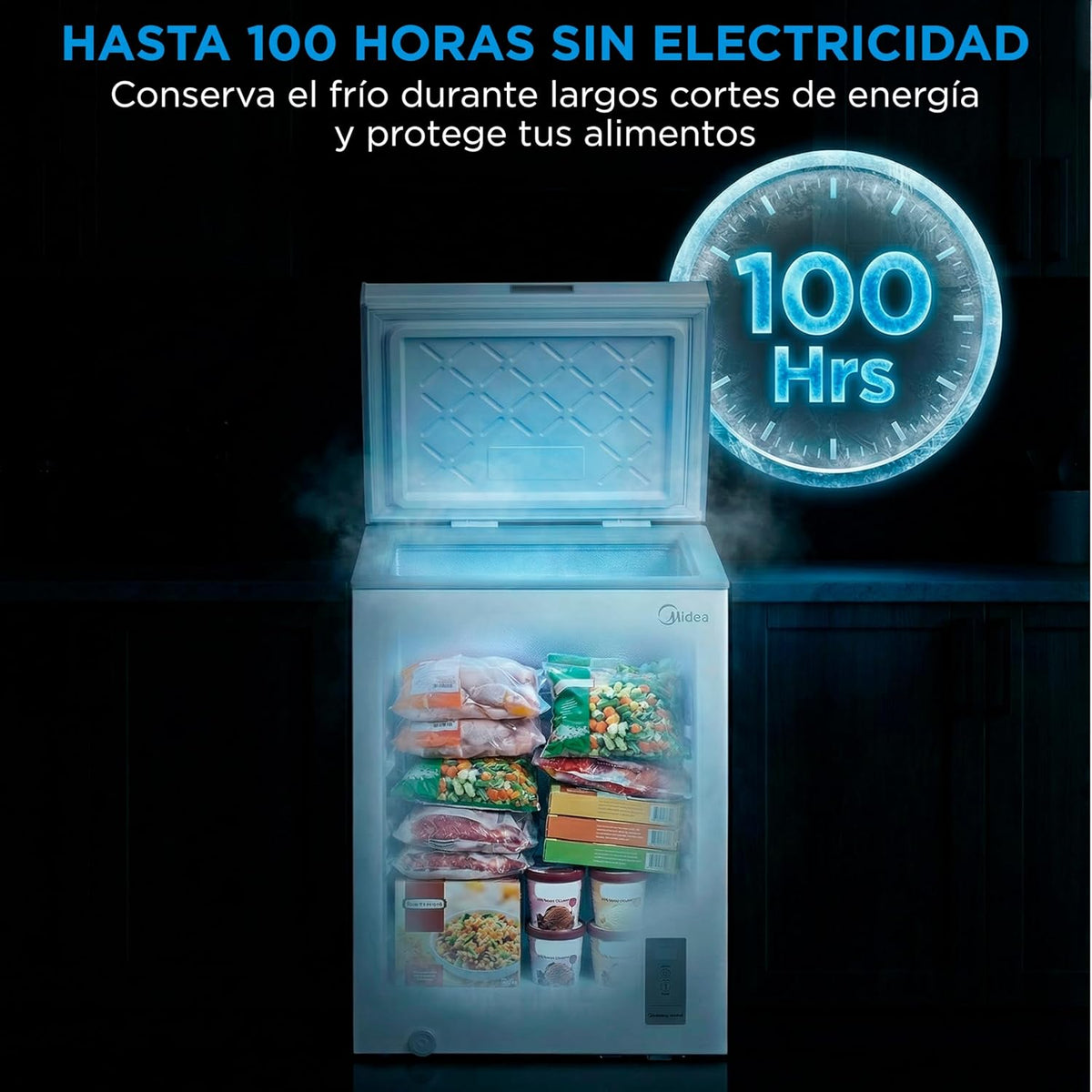 2026 MIDEA Arcon Congelador Pequeño de 143L | Congelador Horizontal Convertible a Frigorífico con Motor Inverter, Control Electrónico de Temperatura, Cestas con Asa | Arcón Silencioso 37 db Bajo Consumo