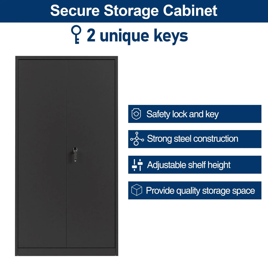 2026 NewAobabo 72 Inch Locking Storage Cabinet w/ Adjustable Shelves, Gray