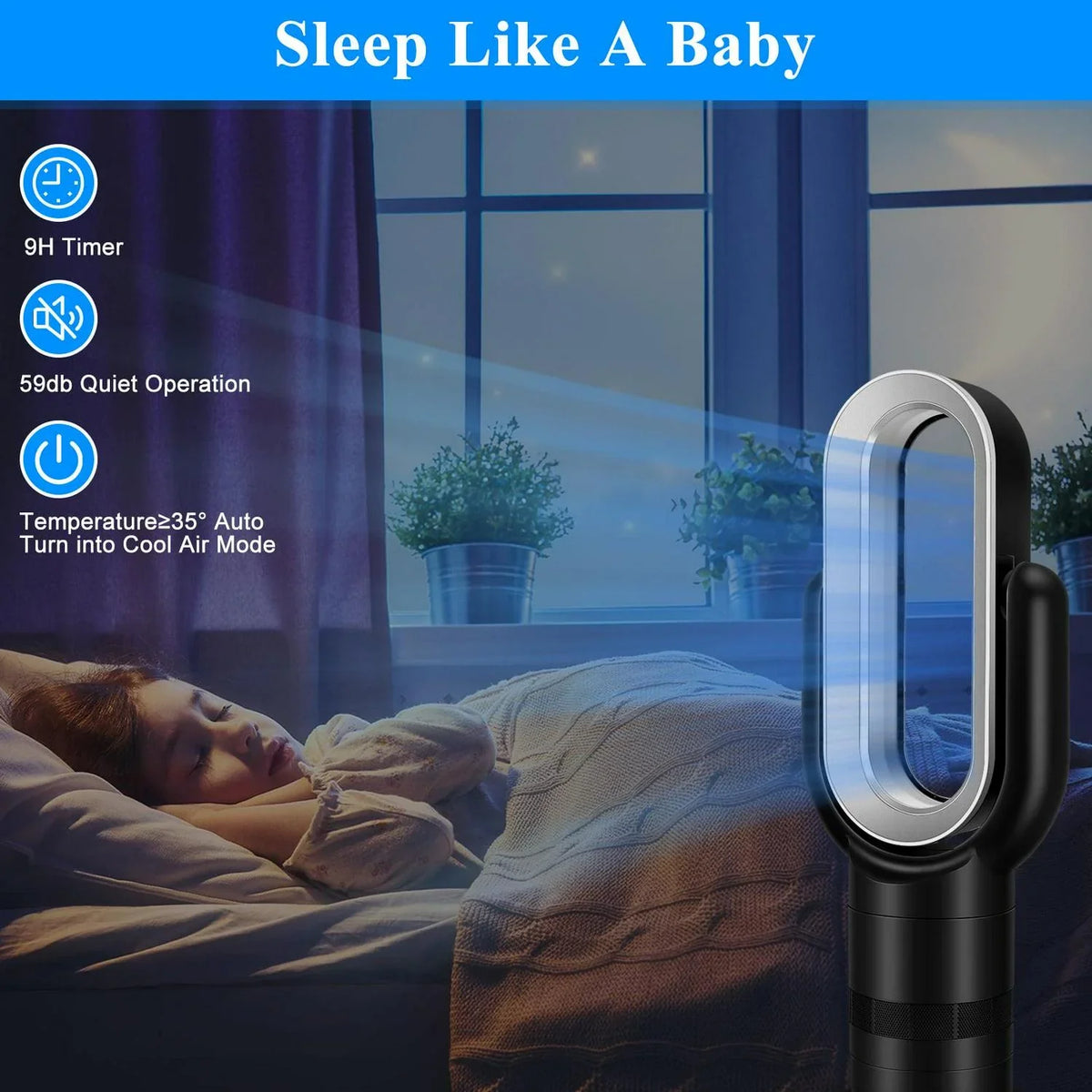 2026 NewDubbin 26 inch Space Heater Bladeless Tower Fan. Heater and Cooling Combo. with Remote Control. Black