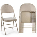 2026 NewCostway Set of 6 Folding Chairs Fabric Upholstered Padded Seat Metal Frame Home Office Beige