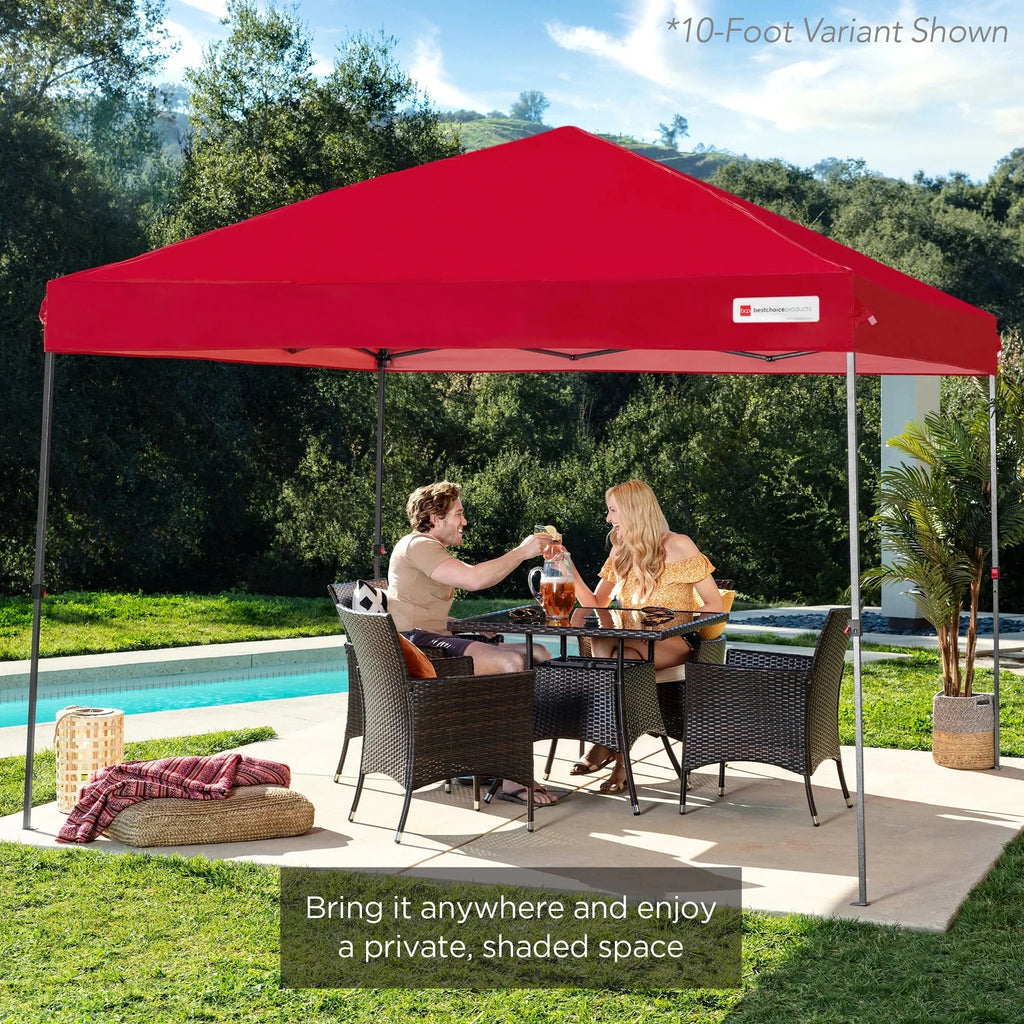 2026 NewBest Choice Products 12x12ft Easy Setup Pop Up Canopy w/ 1-Button Setup, Wheeled Case, 4 Weight Bags - Navy Blue