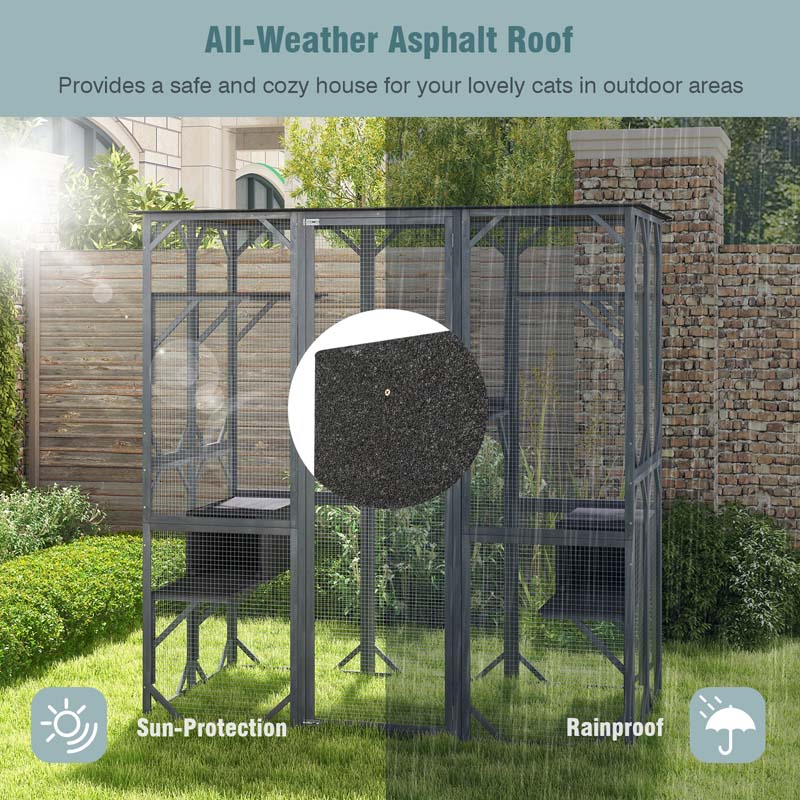 2026 Casa para gatos grande de 180 cm de altura, recinto exterior para gatos, caseta para gatos con acceso directo, jaula de madera para gatos con 7 plataformas.