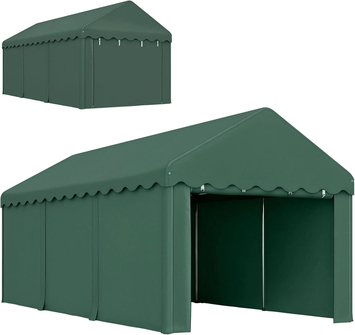 2026 Outsunny Carpa Garaje 6x3 m Garaje Exterior para Coche Impermeable Garaje Portátil Anti-UV con Paredes Laterales Desmontables y 2 Puertas con Cremallera Verde