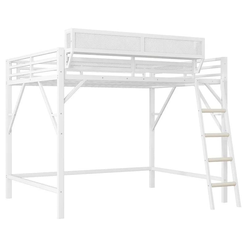 2026 NewDuxelifin Queen Size Metal Loft Bed Frame, Heavy Duty Steel High Loft Bed with Storage Shelves & Ladder, Space-Saving Loft Bed for Apartments, Adults, Teens & Juniors (Black)