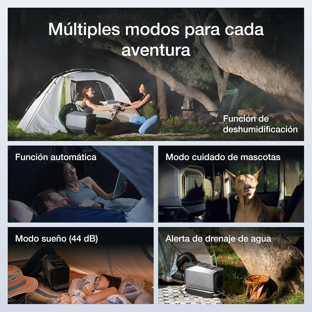 2026 EcoFlow WAVE 3 Climatizador portátil con batería extra de 1024 Wh, refrigeración 1800 W, calefacción 2000 W, autonomía de 8 h, control por app, para camping, autocaravanas, todoterrenos