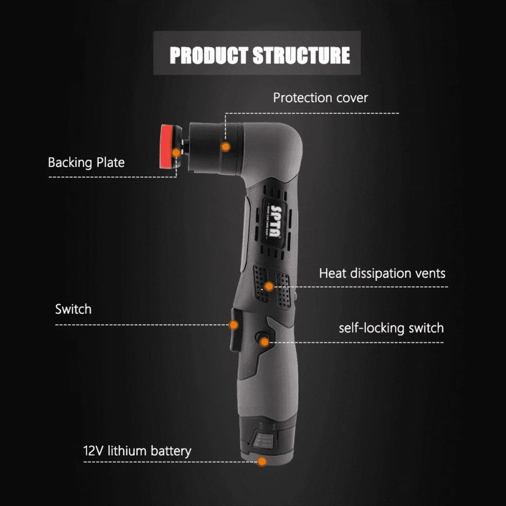 2026 NewSPTA Cordless Mini Polisher, 12V Multi Polisher, Micro Cordless Scratches Killer Car Polisher RO/DA Mini Auto Machine Set With Polishing Pad And Wool Pads for polishing, Sanding and Cleaning