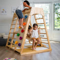 2026 NewAvenlur Indoor Toddler and Child Indoor Gym Playground Climber - Real Wooden Playset 6-in-1 Slide, Rock Climb Wall, Rope Wall Climbing, Monkey Bars, Swing, Ladder Fun Gym for Children