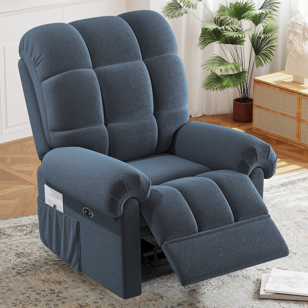 2026 NewPower Recliner Chair,Electric Recline Sofa Chair for Adults with USB Port,Comfy Teddy Fleece Adjustable Cloud Sofa,Tool-Free Setup,Beige White