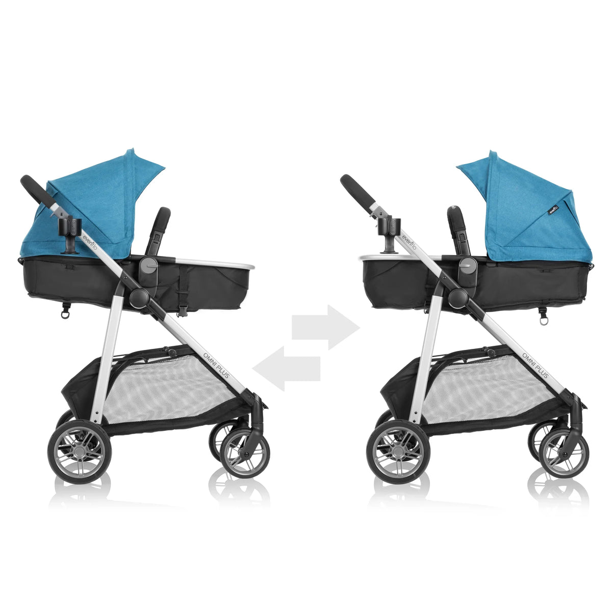 2026 NewEvenflo Omni Plus Modular Travel System with LiteMax Sport Infant Car Seat, Mylar Gray, Unisex