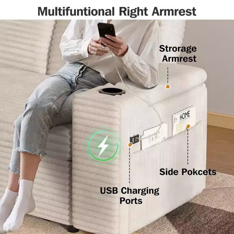 2026 Dyonery Sofá cama 4 en 1 de 65,5" con respaldos ajustables, carga USB/Type-C, portavasos y bolsillos, verde