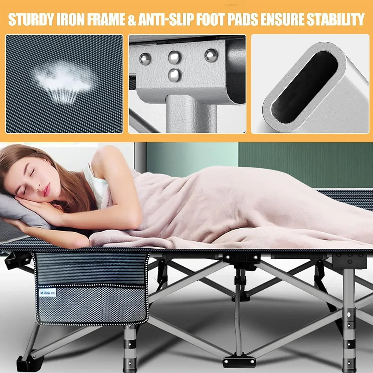 2026 NewSUGIFT 2 Pack Portable Folding Beds for Adults, Heavy Duty Outdoor Bed with Carry Bag