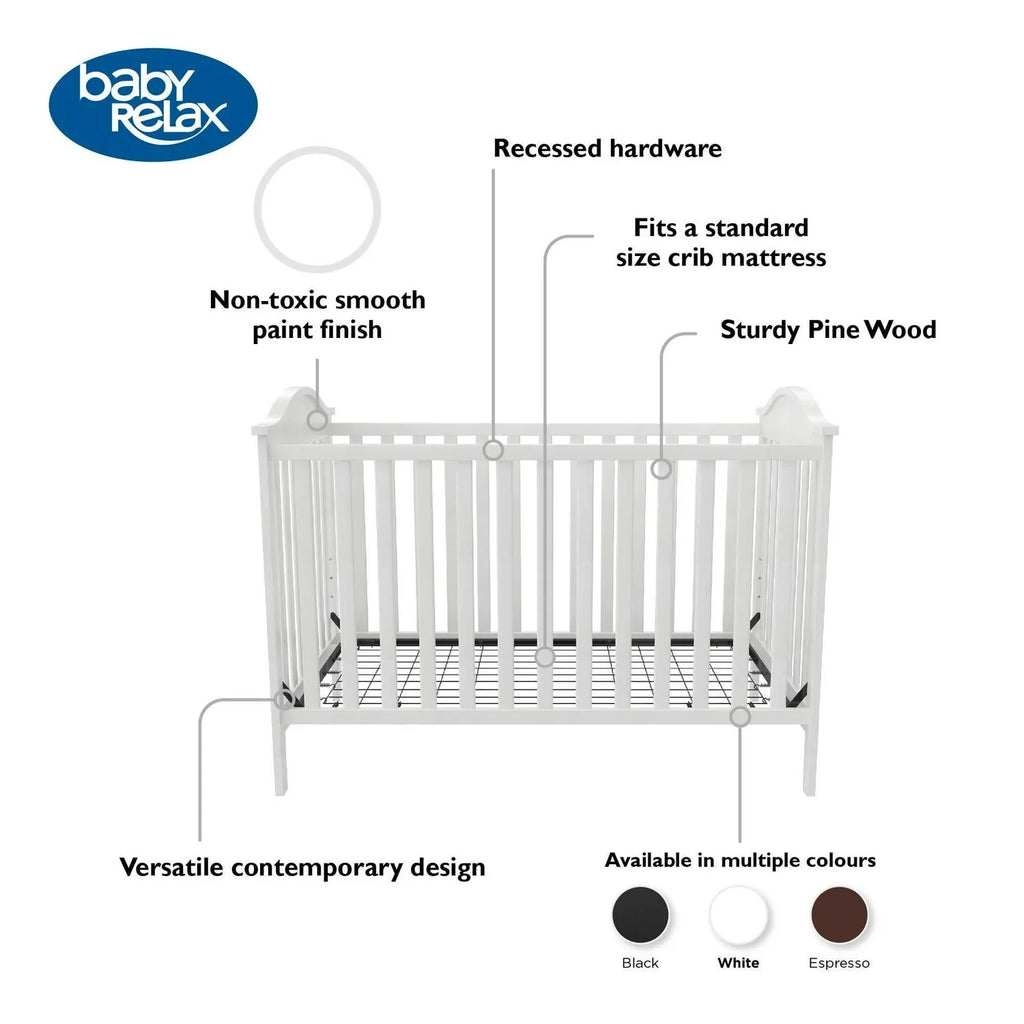 2026 NewBaby Relax Adele 3-in-1 Convertible Crib. White