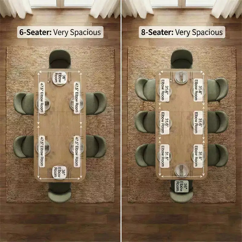 2026 Juego de comedor de 7 piezas con mesa extensible 78–96" y 6 sillas tapizadas - Panipeachy