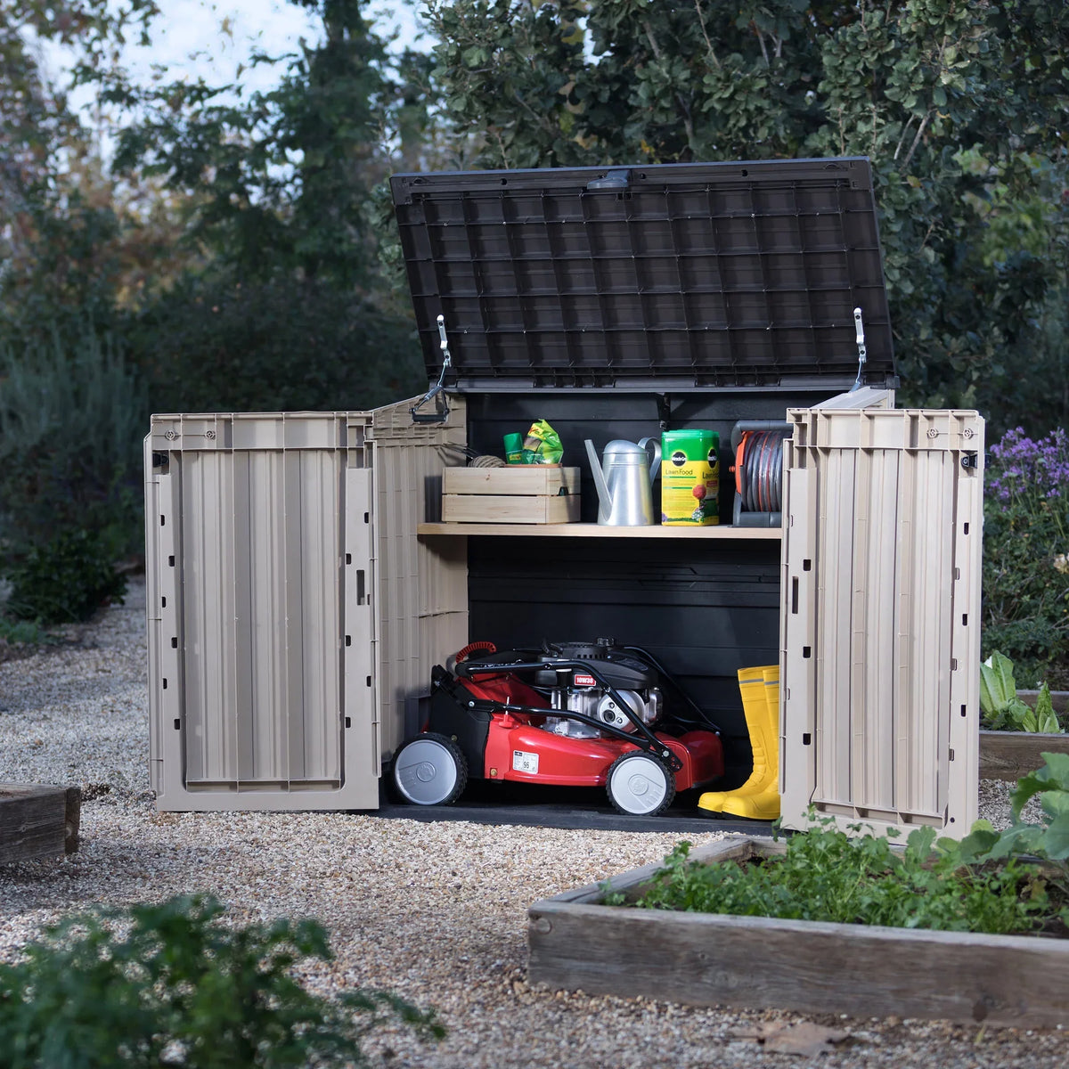 2026 NewKeter S.I.O Midi 4.3' x 2.3' x 3.7' Horizontal Resin Outdoor Storage Shed with Durable Floor, Grey