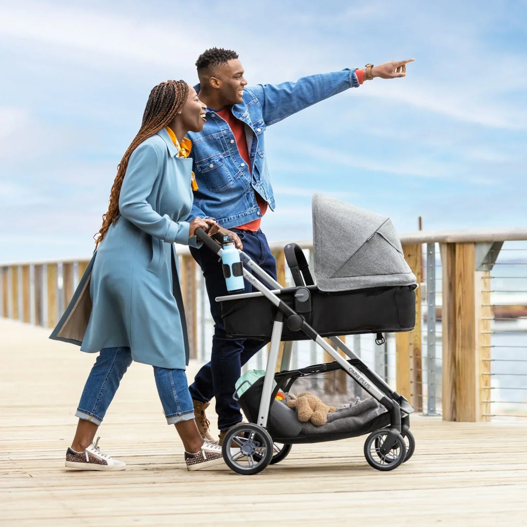 2026 NewEvenflo Omni Plus Modular Travel System with LiteMax Sport Infant Car Seat, Mylar Gray, Unisex