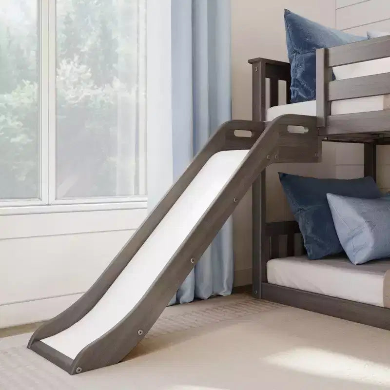 2026 Litera baja Twin sobre Twin con tobogán y escaleras, madera maciza, 14 barandillas
