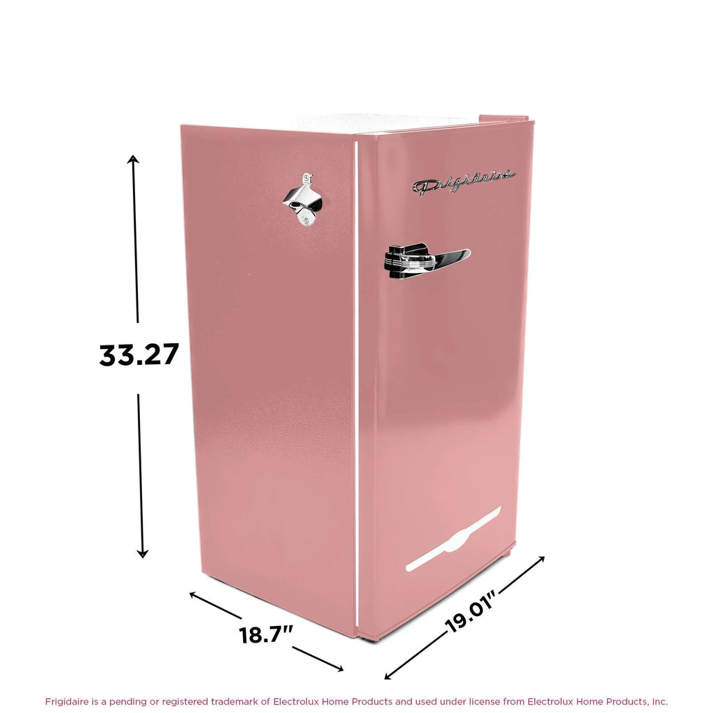 2026 NewFrigidaire EFR376-C-PINK 3.2-Cu.-Ft. 65-Watt Retro Bar Fridge with Side Bottle Opener (Pink)
