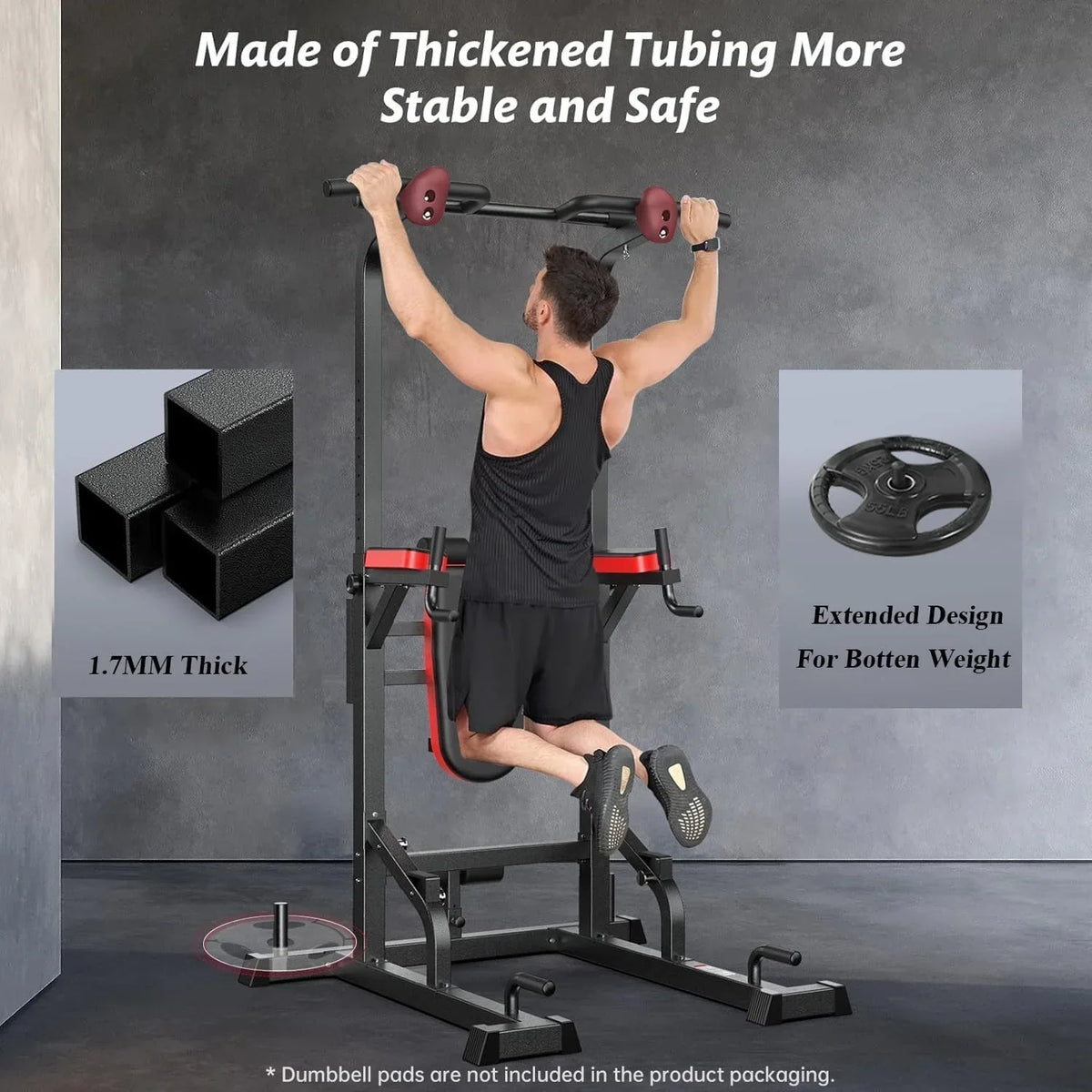 2026 NewLNOW Multifunction Power Tower Pull up Bar Dip Station Power Rack with Adjustable Backrest for Home Gym Strength Training Workout Equipment Max Weight 480lbs