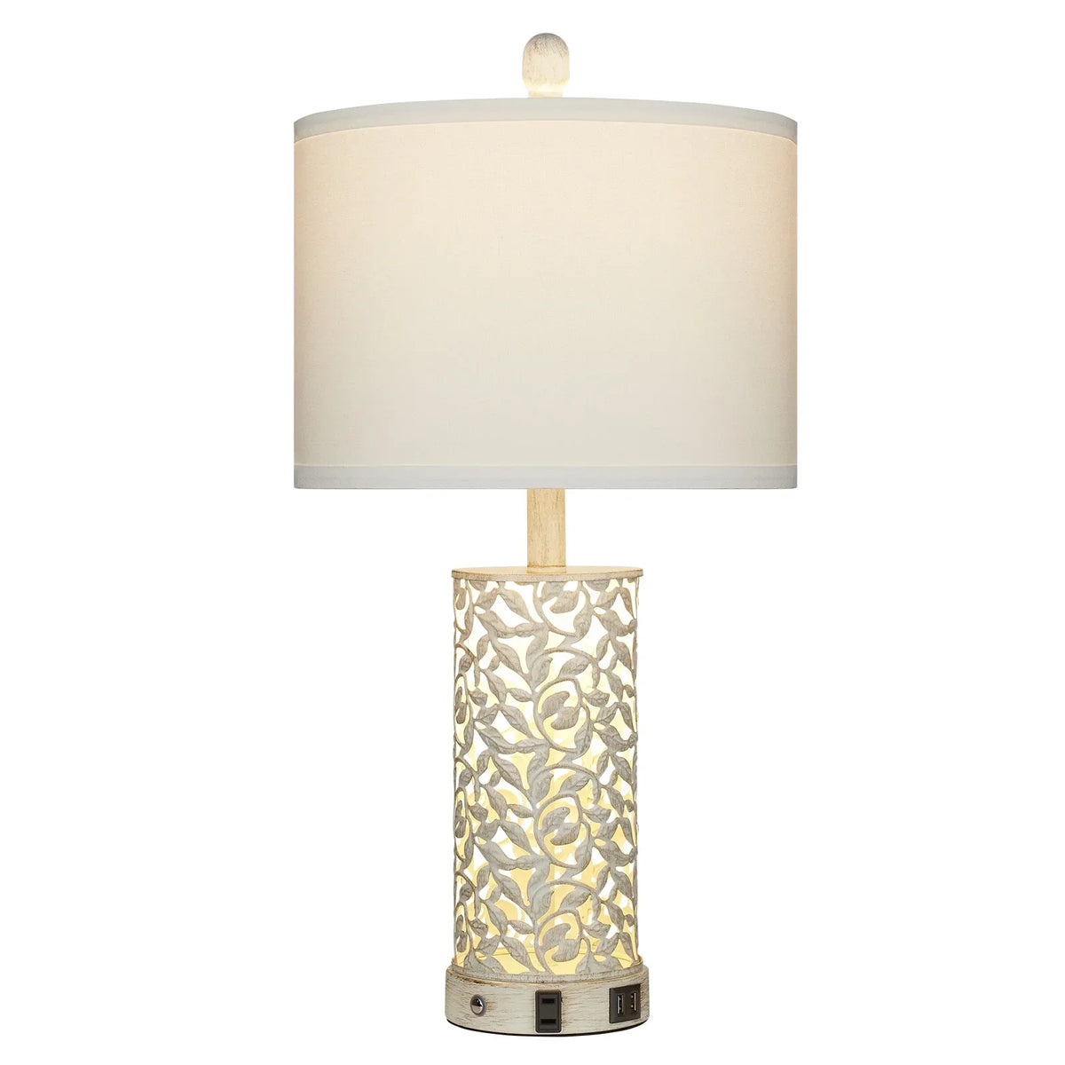 2026 NewCinkeda Table Lamp Set of 2 for Living Room Bedroom with USB Ports AC Outlet 3 Way Dimmable Touch Nightlight Farmhouse White Floral Nightstand Bedside Lamps