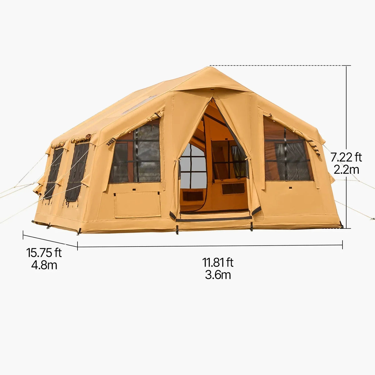 2026 NewKFFKFF Inflatable Camping Tent for 8-12 Person, 15.75 x 11.81 x 7.22 Ft Glamping Blow up Tent with Hand Pump, Waterproof Air Tent, All-Weather Camping Shelter with Dual Sunroofs, Stove Jack