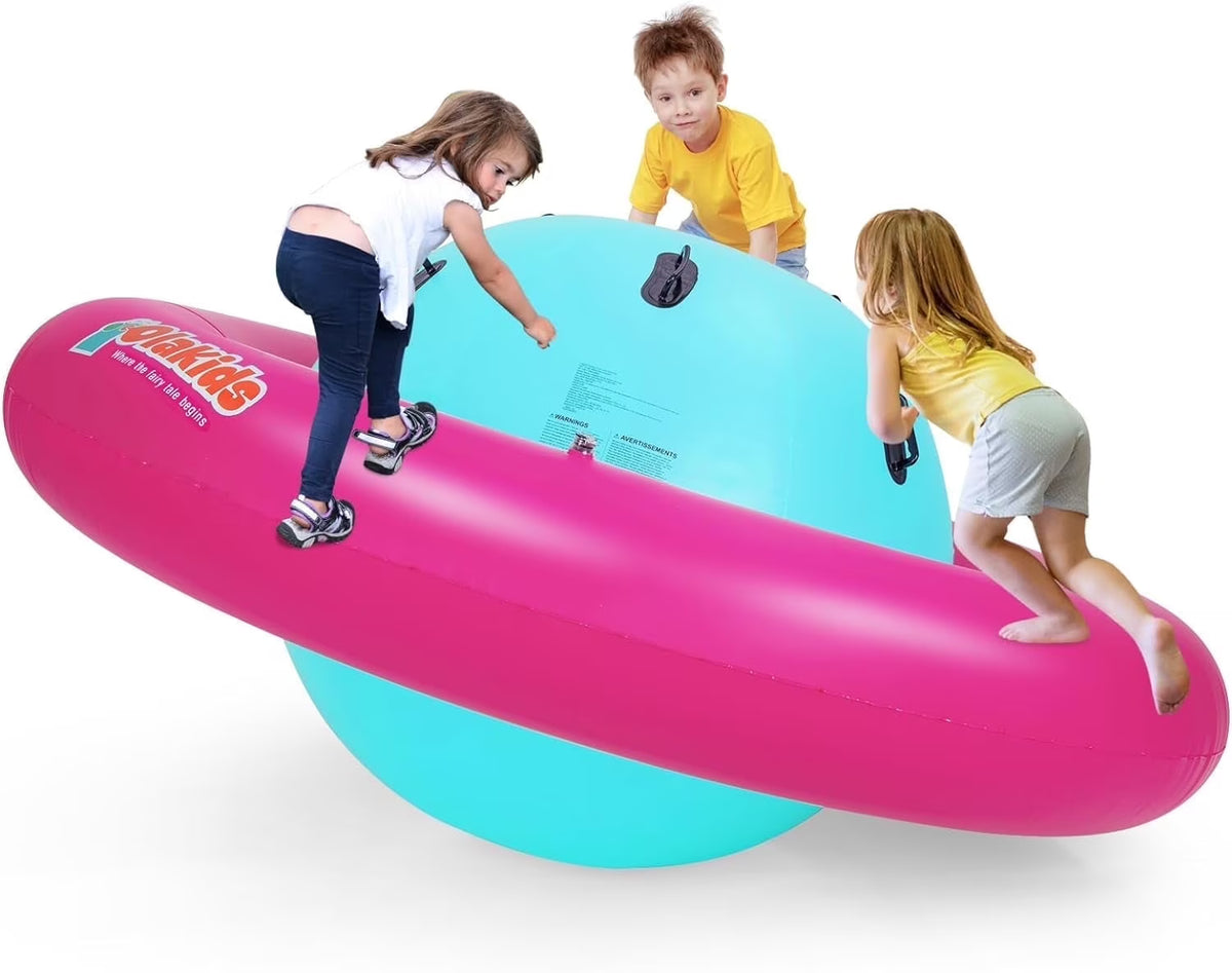 2026 NewOLAKIDS 8FT Inflatable Dome Rocker Bouncer, Outdoor Kids Giant Roll and Play Seesaw Rocker with 6 Secure Handles, Max Weight 250 LBS, Toddlers Climbing Toy Backyard Play Center Equipment