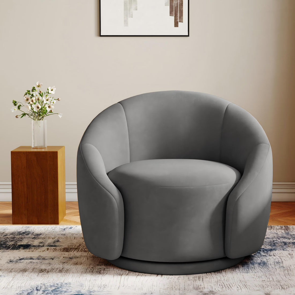 2026 New360" Swivel Accent Chair for Living Room, Boucle Barrel Armchair Single Sofa Chair Reading Chair, Sage Green