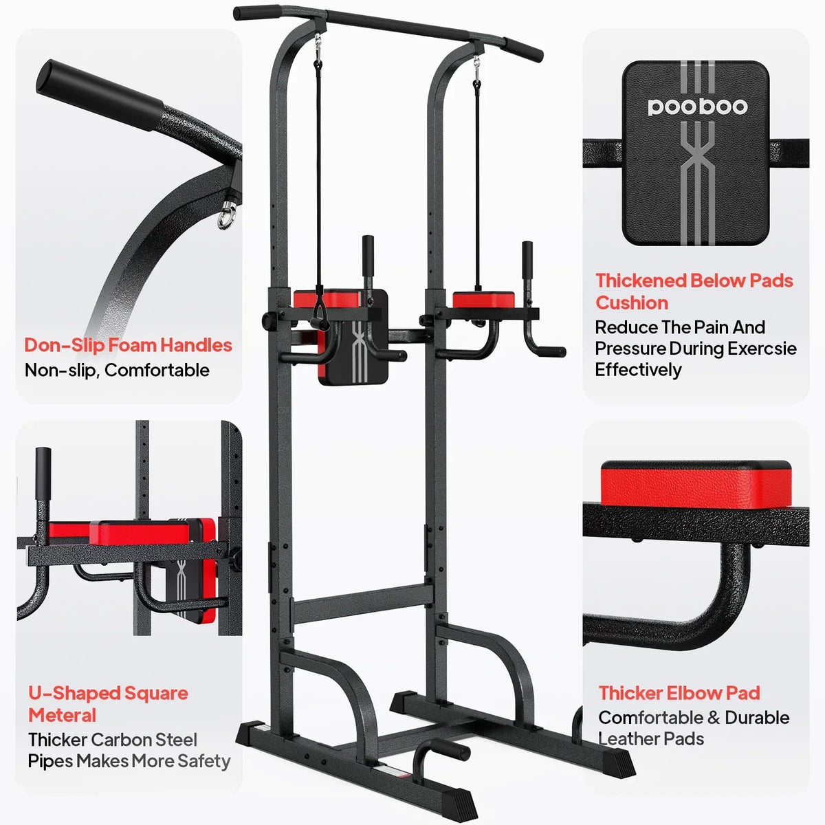 2026 NewLNOW Multifunction Power Tower Pull up Bar Dip Station Power Rack with Adjustable Backrest for Home Gym Strength Training Workout Equipment Max Weight 480lbs