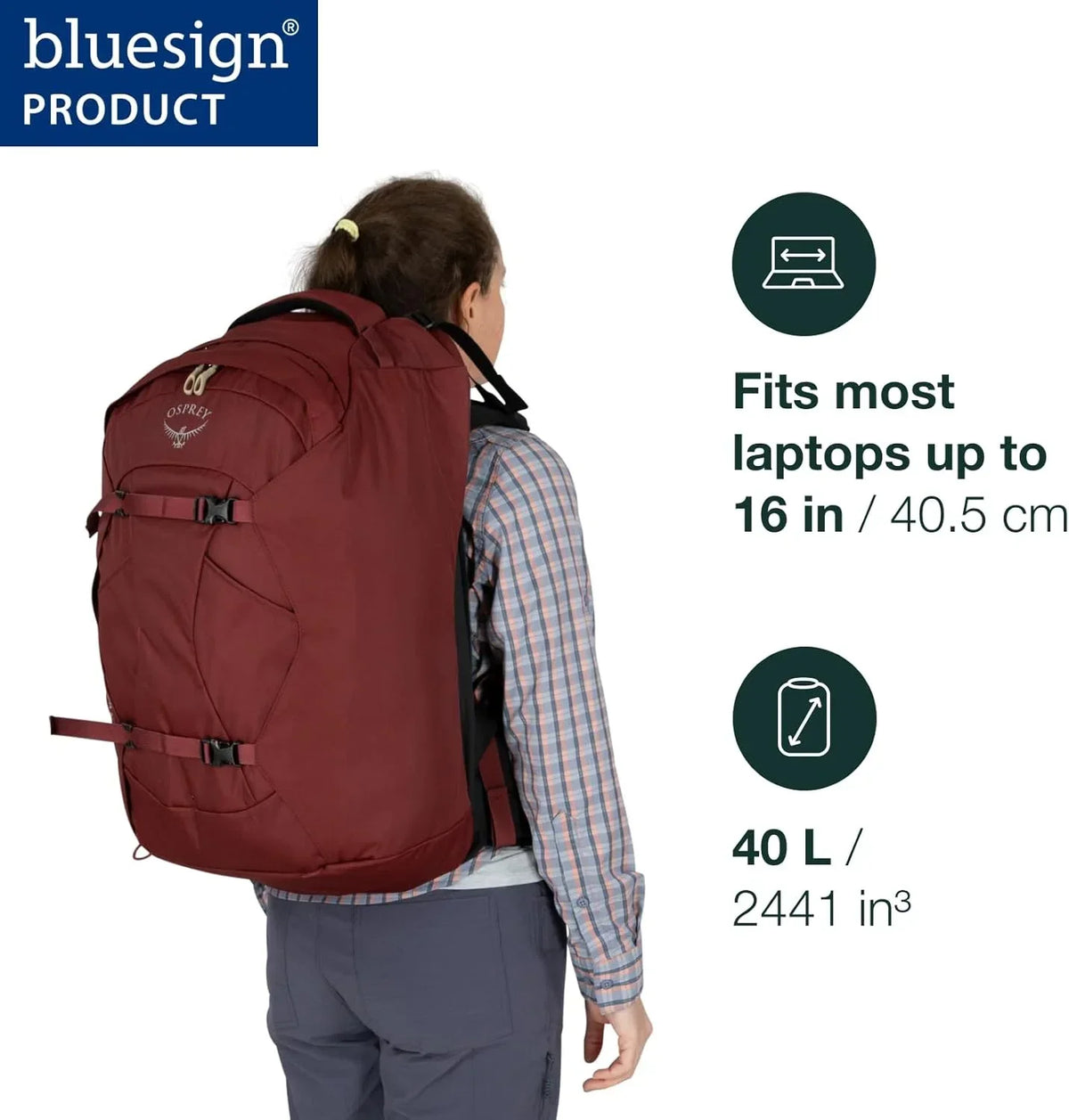 2026 NewOsprey Fairview 40L Womens Travel Backpack - Winter Night Blue