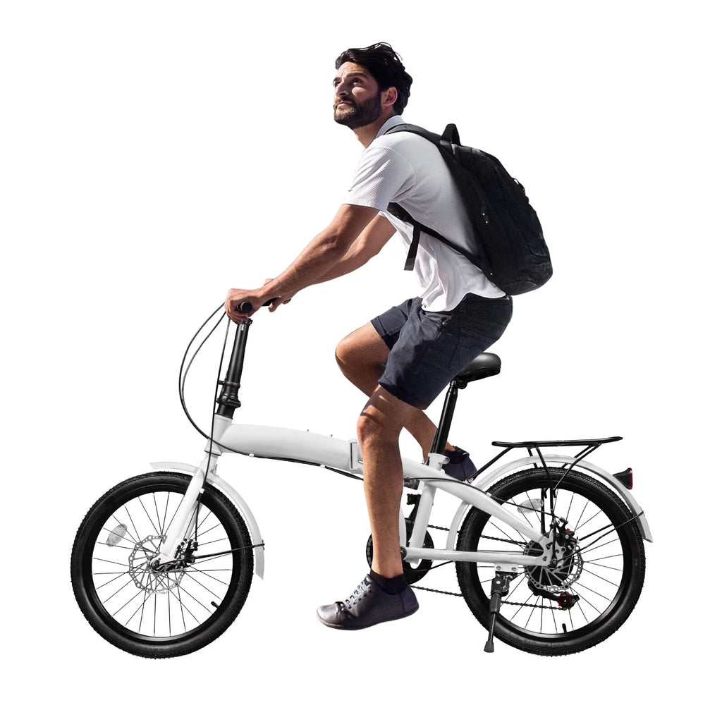 2026 NewLOYALHEARTDY 20" Folding Bike 7-Speed Unisex Mountain Bicycle Adjustable Height MTB City Bike for Adult Teenager High Carbon Steel Foldable Bicycle for Riding Traveling w/Dual Disc Brakes & Fender