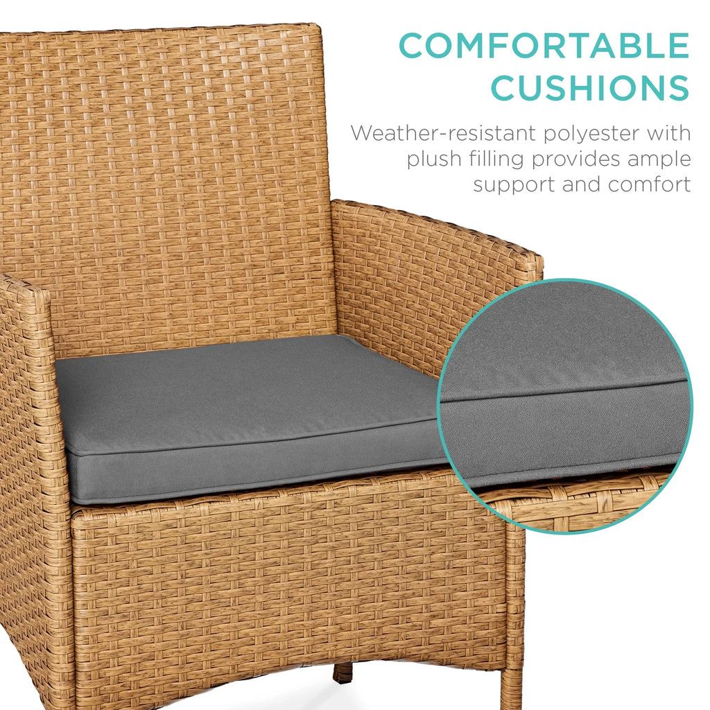 2026 NewBest Choice Products 3-Piece Outdoor Wicker Conversation Patio Bistro Set, w/ 2 Chairs, Table - Gray/Navy
