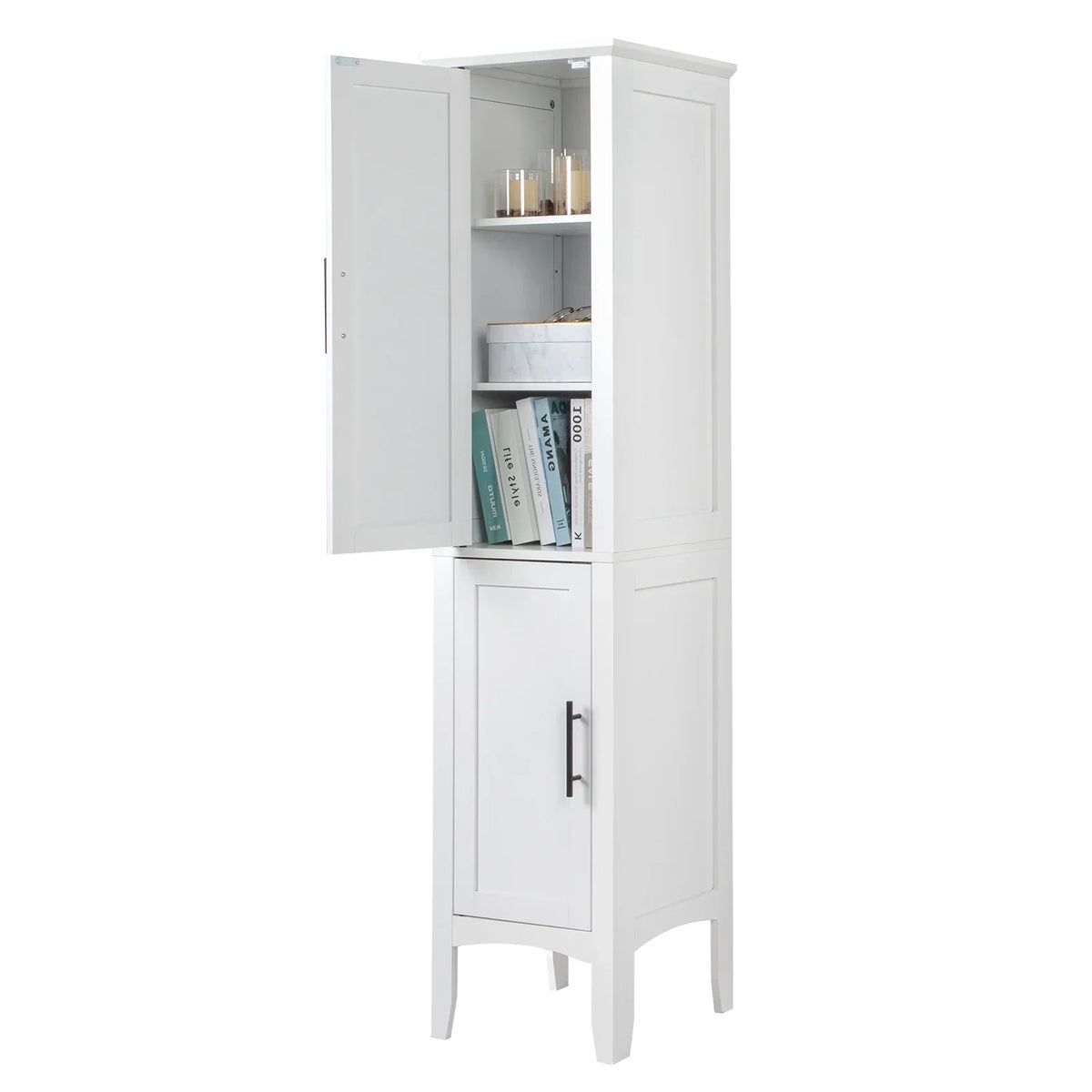 2026 NewKtaxon Bathroom Storage Cabinet Narrow Tall, Freestanding Cabinet Storage Tower with 2 Door, White