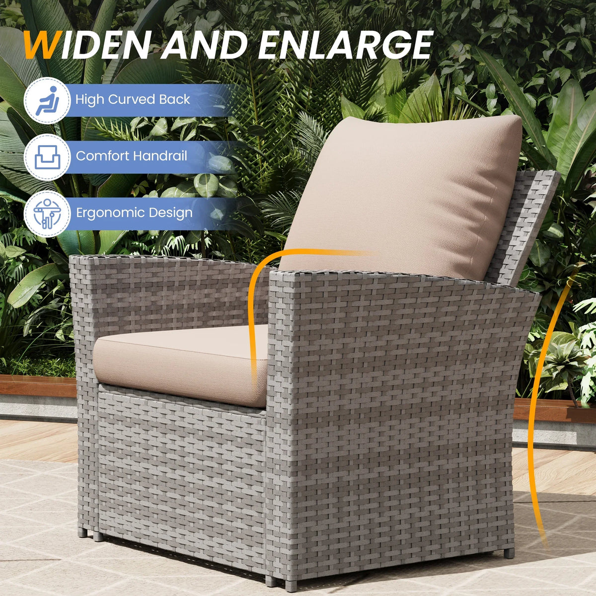 2026 NewUDPATIO Wicker Patio Furniture Set, 4 Piece Outdoor Sectional Conversation Sets, Gray PE Rattan Patio Sofa Set for Balcony, Porch, Backyard, Grey