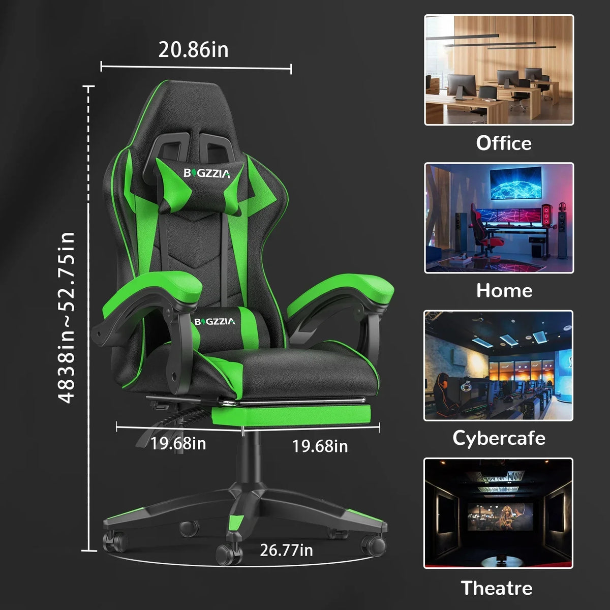 2026 NewBigzzia Gaming Chair Office Chair, Ergonomic Game Chair with Height Adjustable Headrest and Lumbar Support for Adults Teens, Black & White