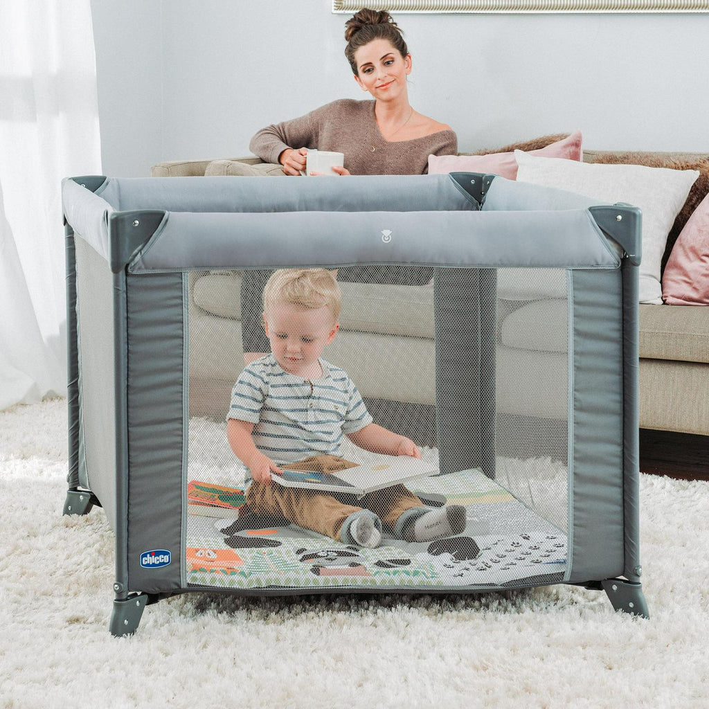 2026 NewChicco Tot Quad Portable Square Baby Playpen - Honey Bear (Grey)