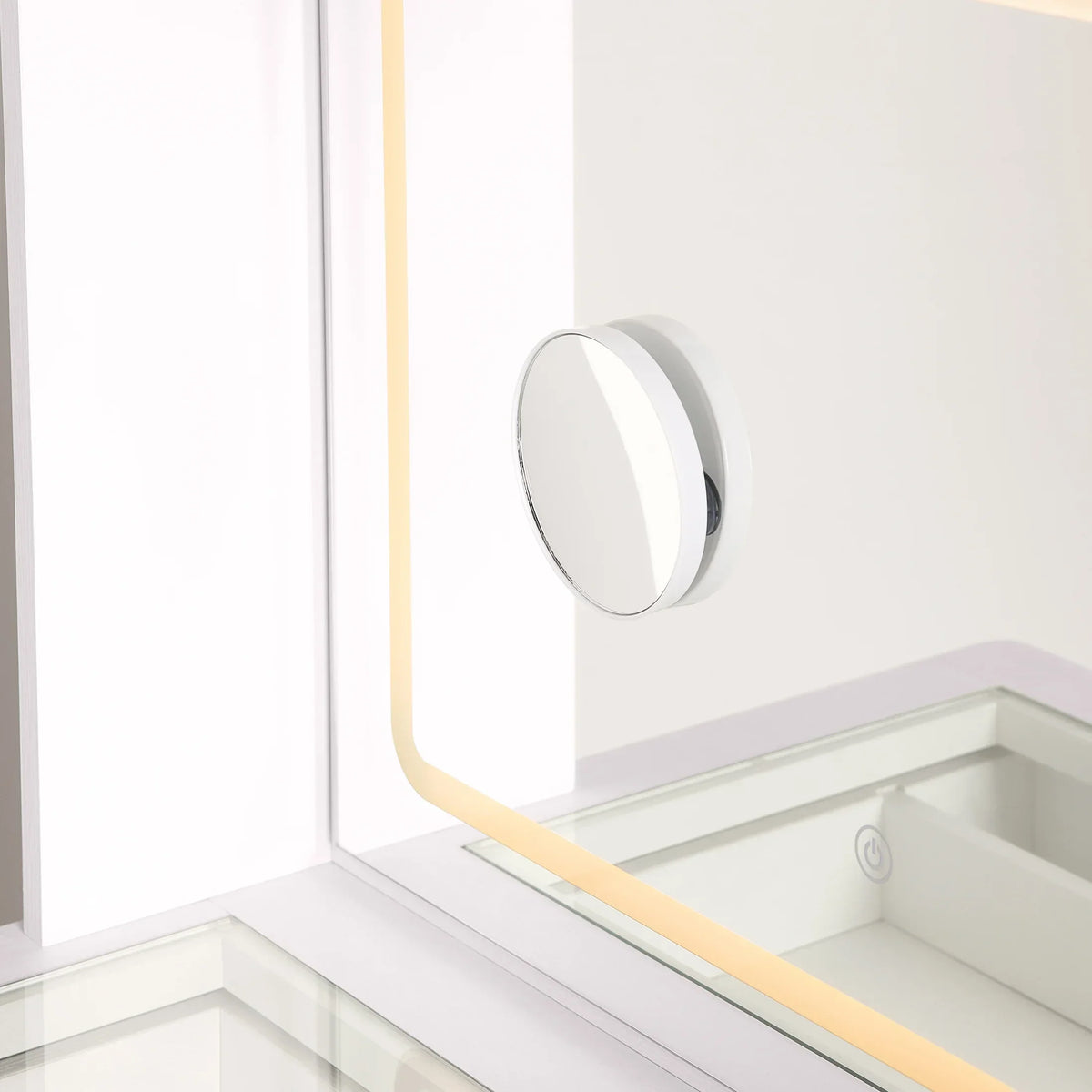 2026 NewBetter Homes & Gardens Lillian Vanity Desk with LED Lighted Mirror, White Finish