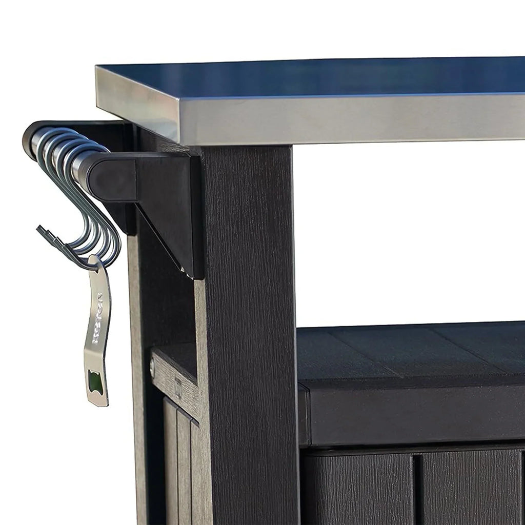 2026 NewKeter Unity XL Outdoor Kitchen Bar Rolling Cart with Storage Cabinet, Brown
