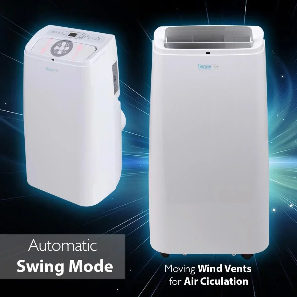 2026 NewSereneLife SLPAC12 - Portable Air Conditioner - Compact Home AC Cooling Unit with Built-in Dehumidifier & Fan Modes, Includes Window Mount Kit (12,000 BTU)