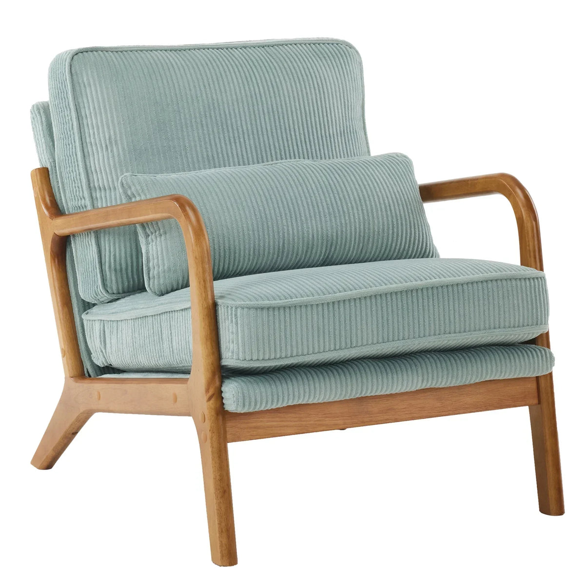 2026 NewKtaxon Accent Chair Corduroy Upholstered Armchair, Reading Club Chair with Pillow and Solid Wood Frame for Living Room Bedroom Furniture Off White
