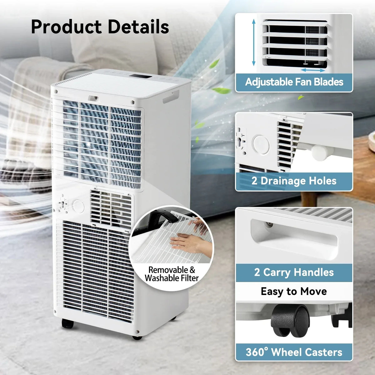 2026 NewBapipro 10,000 BTU Smart Portable AC - WiFi/Remote, 4-in-1 for 300 Sq.Ft, 24H Timer, Window Kit, "55dB, ETL Certified