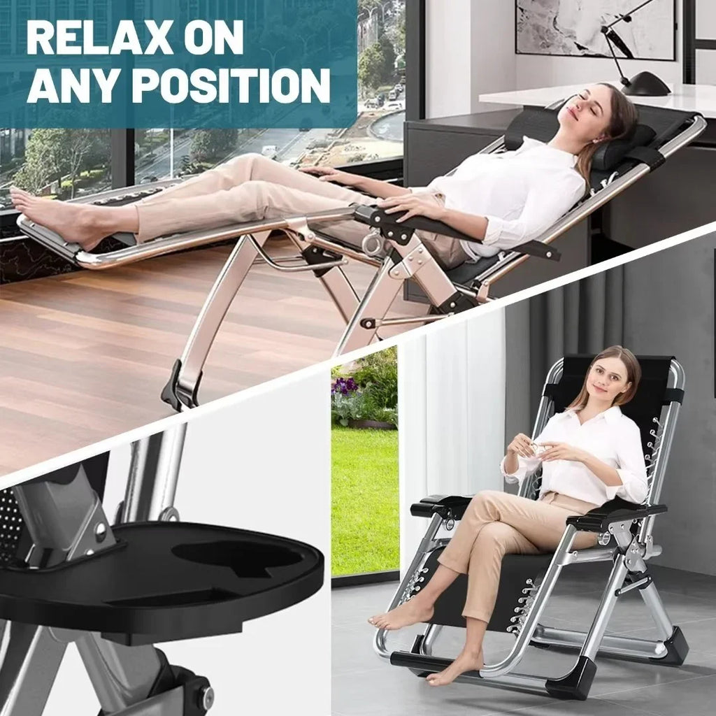 2026 NewNAIZEA 2 Pack Zero Gravity Chair, Foldable Portable Lawn Recliner with Cushion, Headrest, Cup Holder, Black