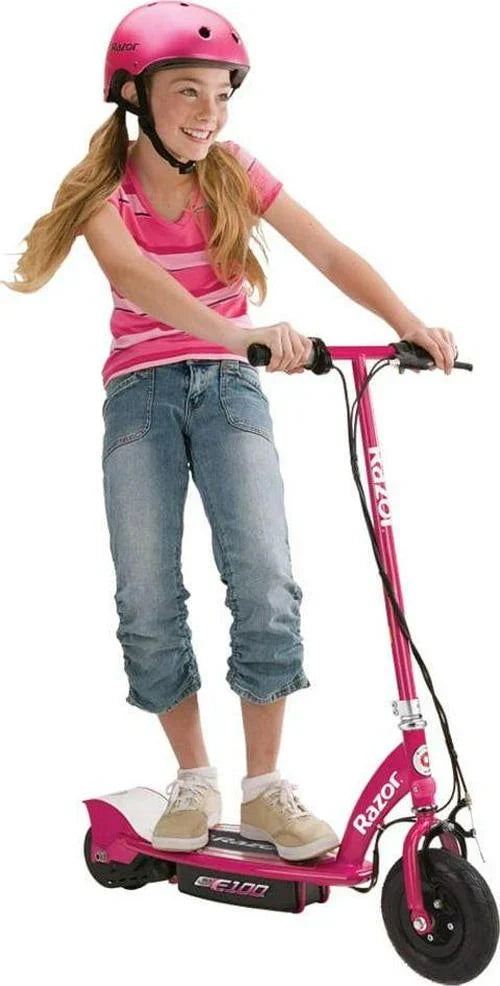 2026 NewRazor E100 Electric Scooter - Pink. Air-filled Front Tire. up to 10 mph. for Child Age 8+