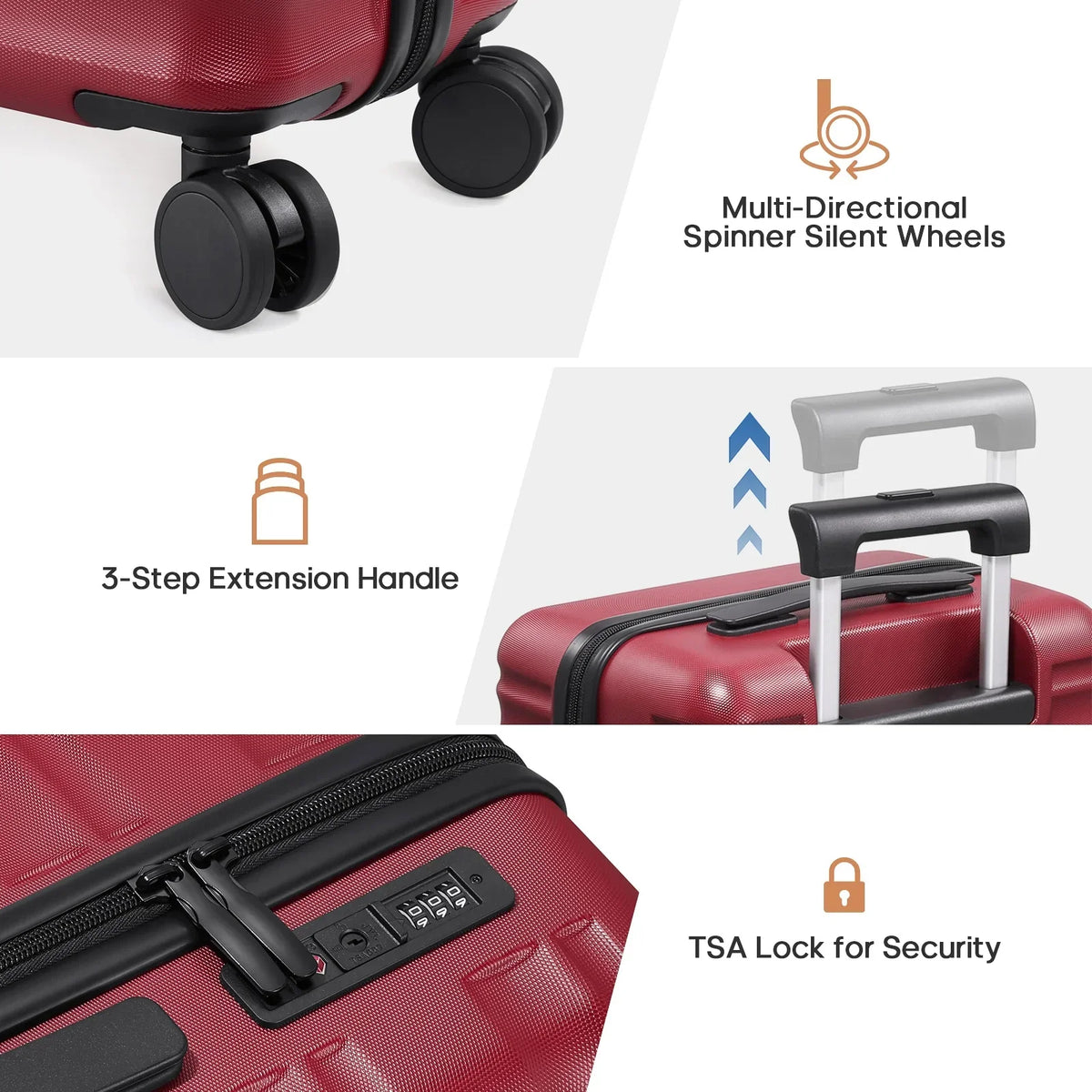 2026 NewMIUSSE Luggage Sets 3 Piece, 20 Inch Carry On Luggage with Wheels, 100% PC Hardshell Suitcase with TSA Lock, Carry On Suitcases Airline Approved With Travel Backpack for Men Women