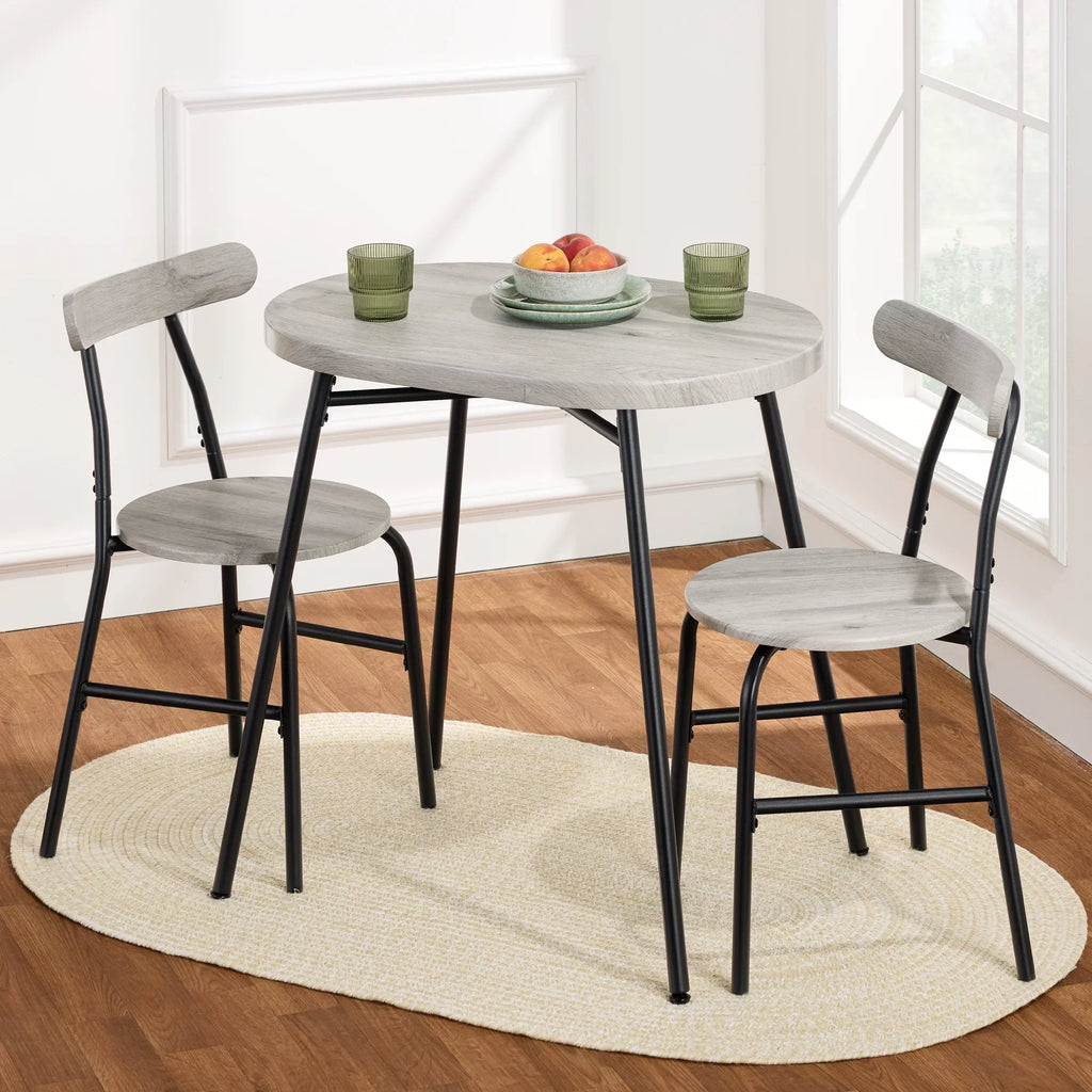 2026 NewBest Choice Products 3-Piece Modern Oval Dining Table Set, Small Kitchen Dinette w/ 2 Chairs - Black/Black